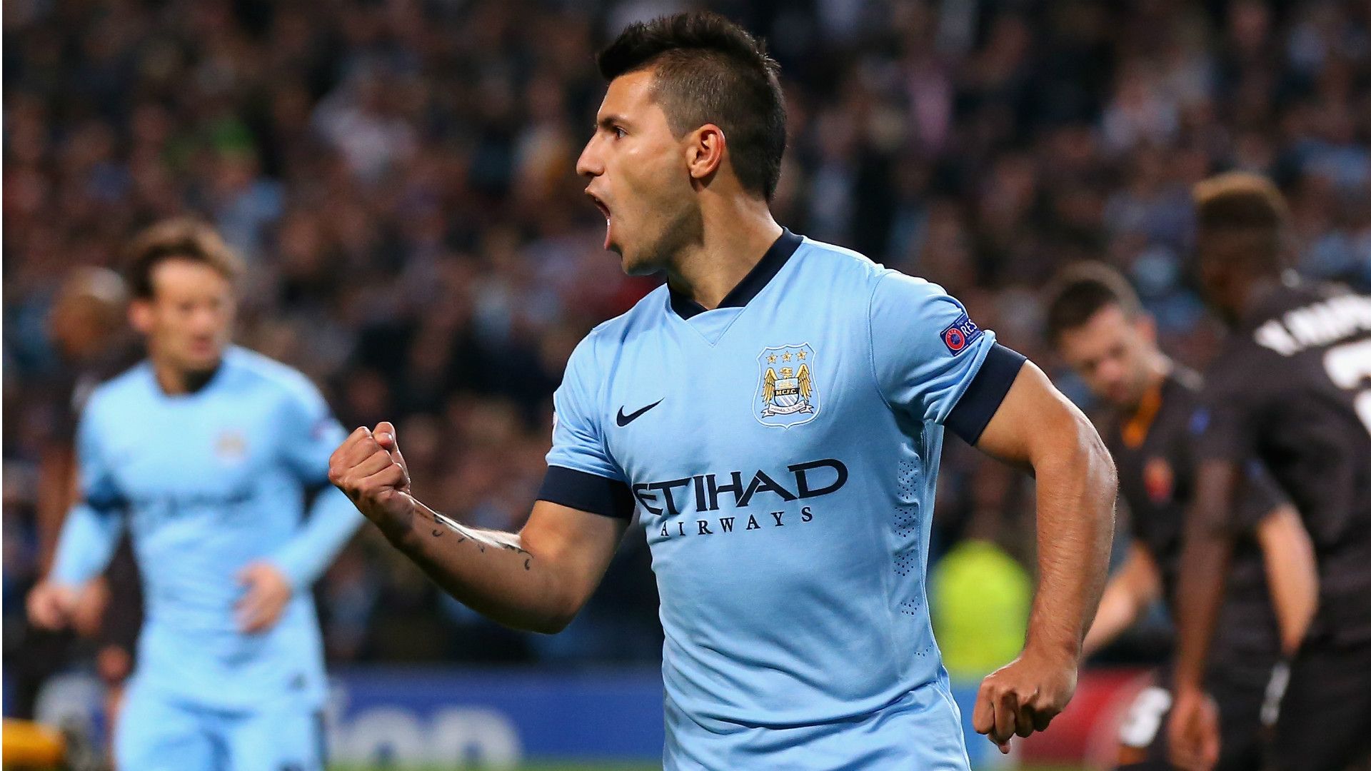 Sergio Aguero Manchester City FC AS Roma UEFA Champions League 30092014