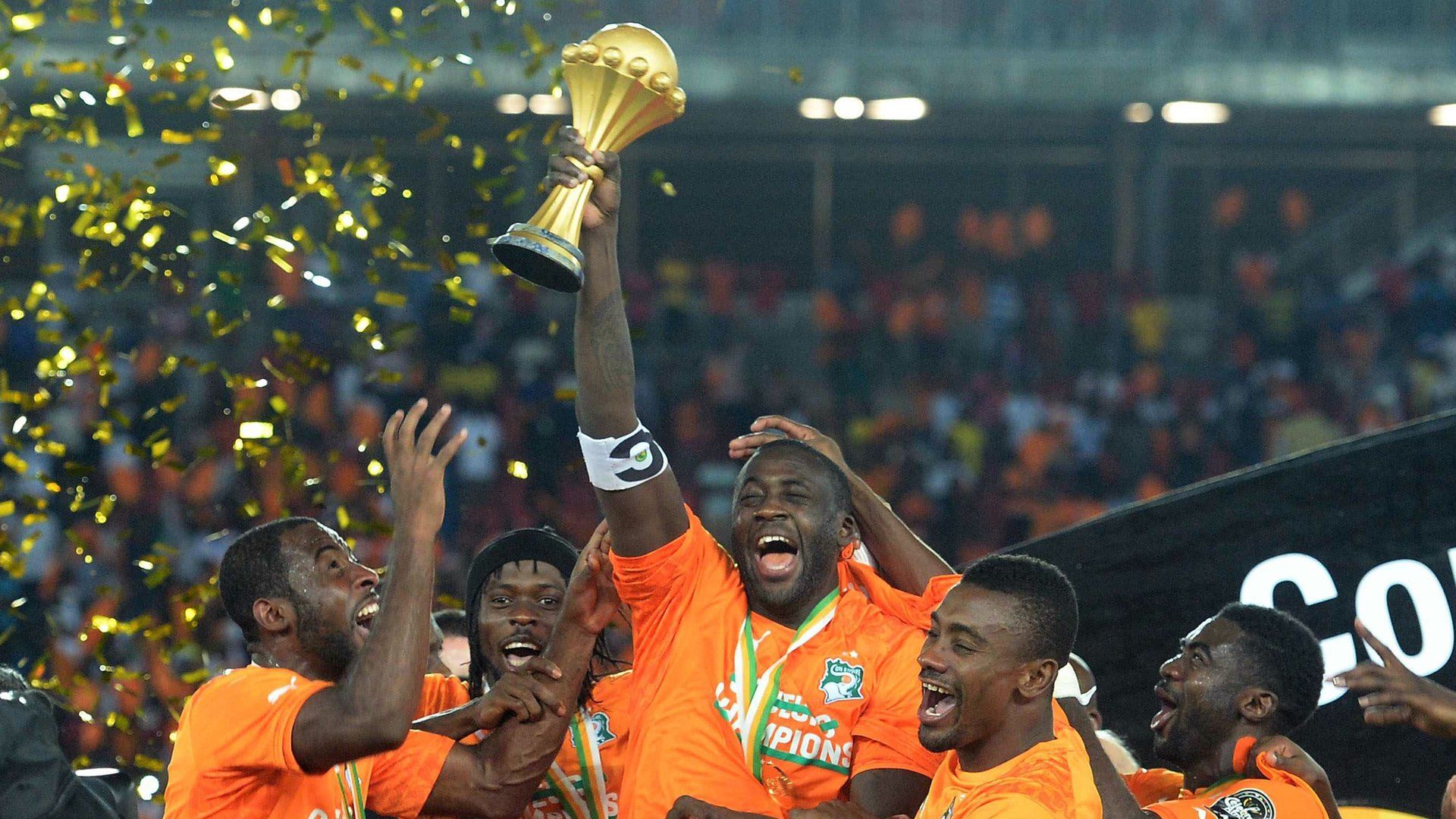 Yaya Toure Cote d'Ivoire Ghana Africa Cup of Nations Final trophy 08022015