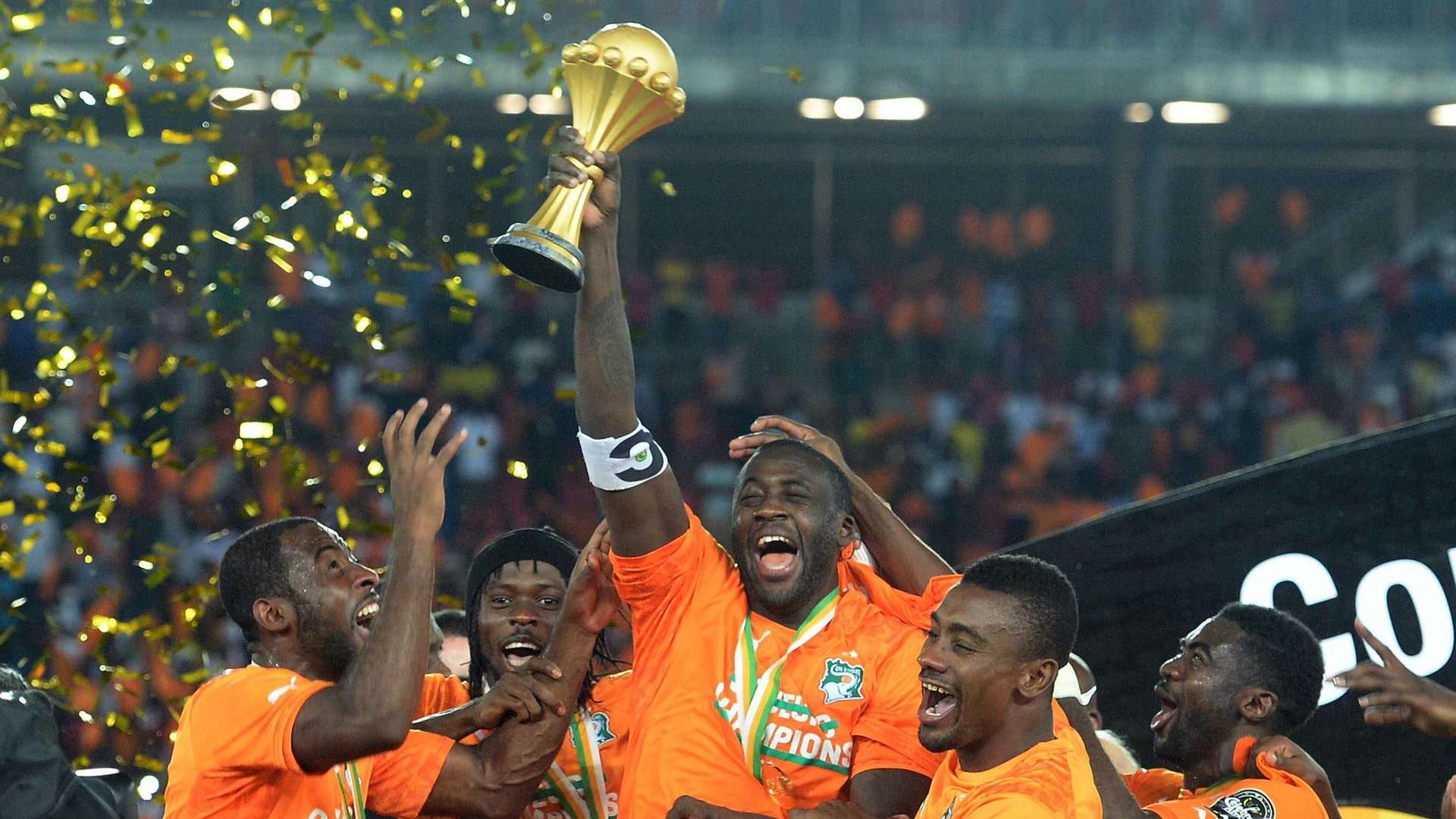 Yaya Toure Cote d'Ivoire Ghana Africa Cup of Nations Final trophy 08022015