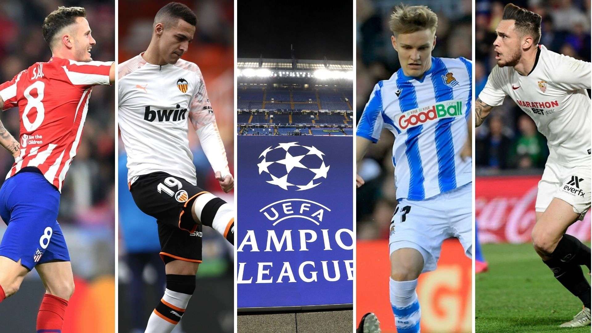 Saúl (Atlético de Madrid), Rodrigo (Valencia), UEFA Champion League, Odegaard (Real Sociedad) y Ocampos (Sevilla)