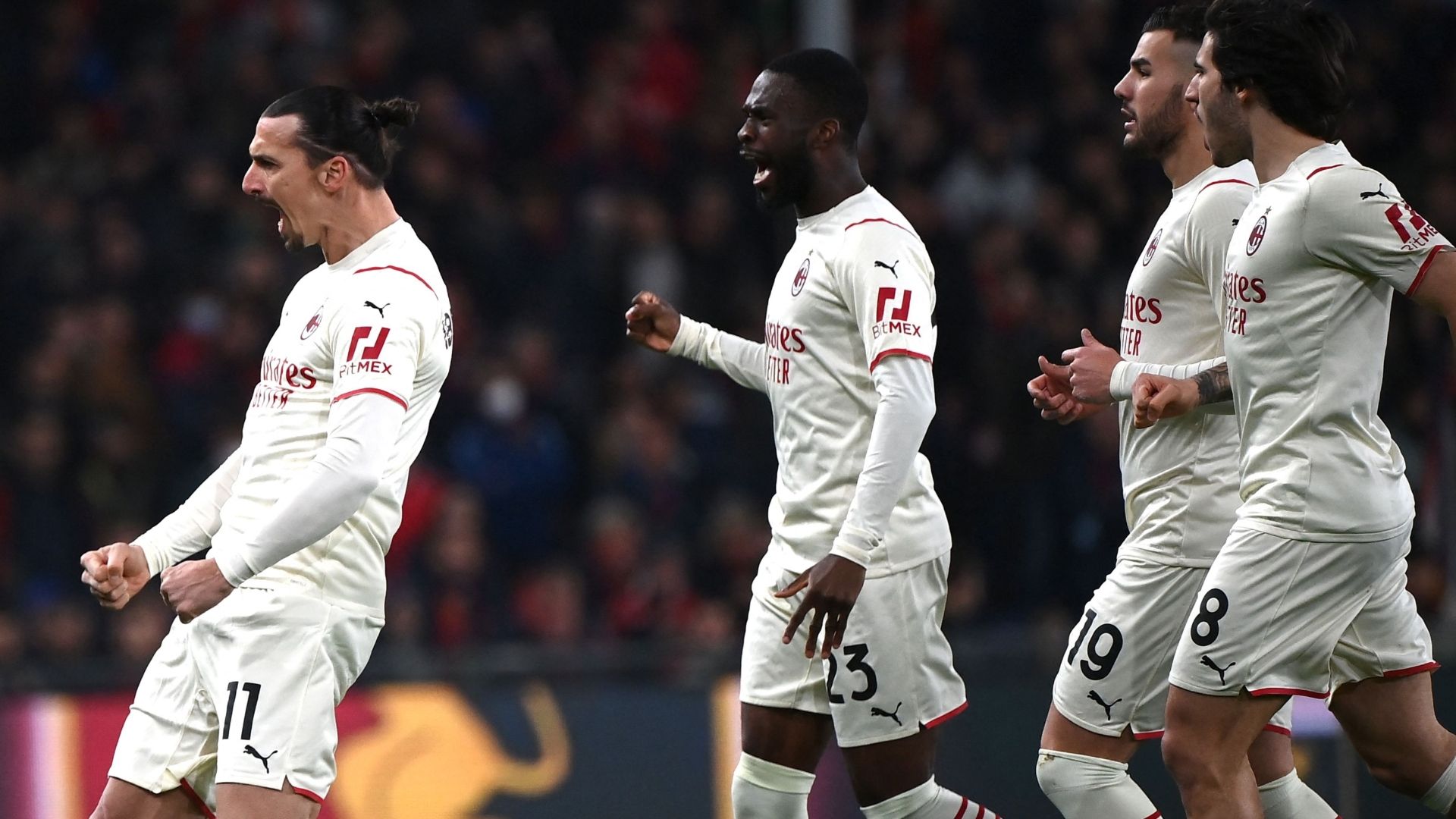 Ibrahimovic celebrating Genoa Milan Serie A