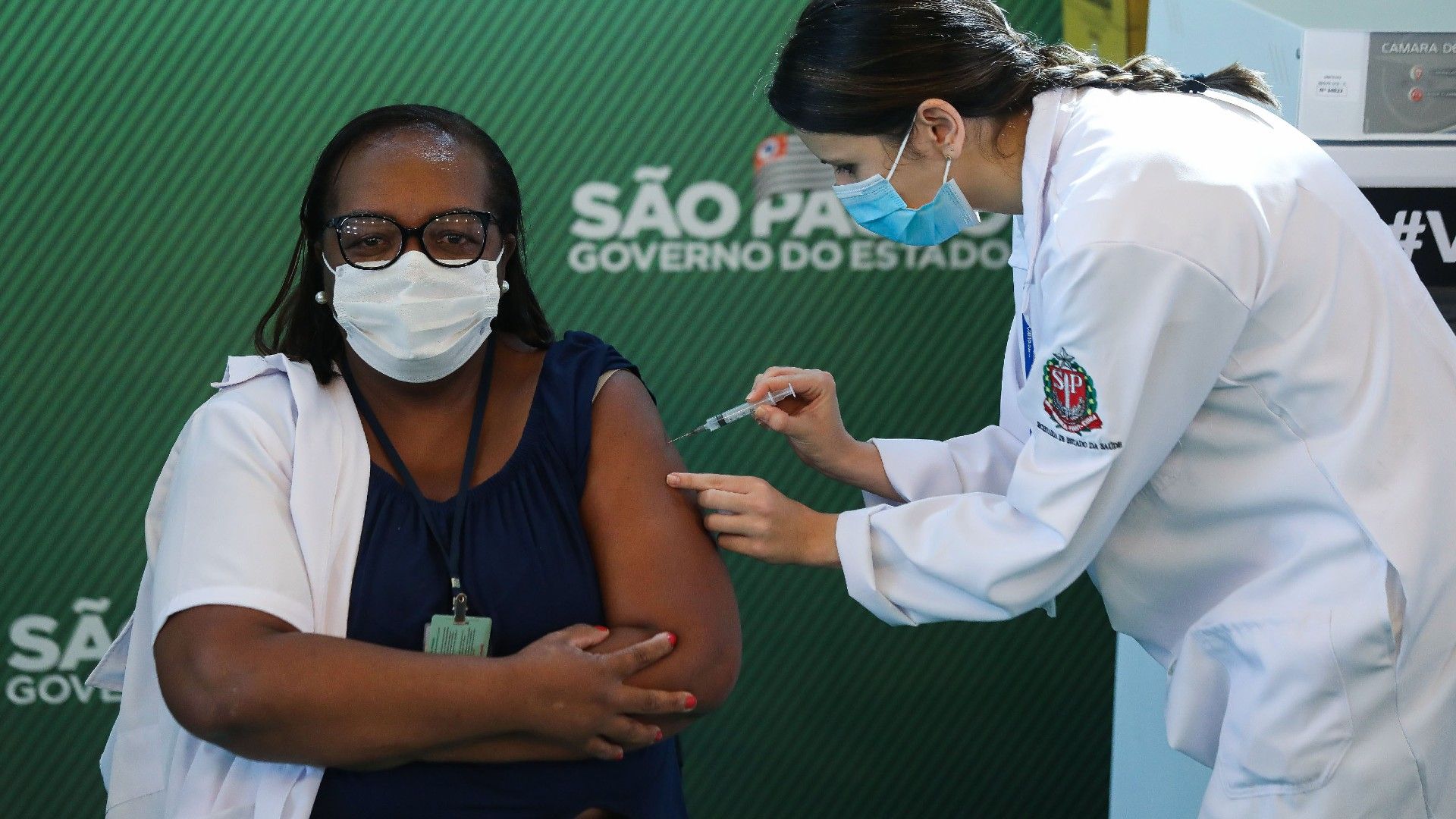 Monica Calazans primeira vacinada no Brasil covid corintiana 17 01 2021