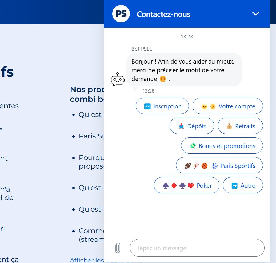 live chat parions sport