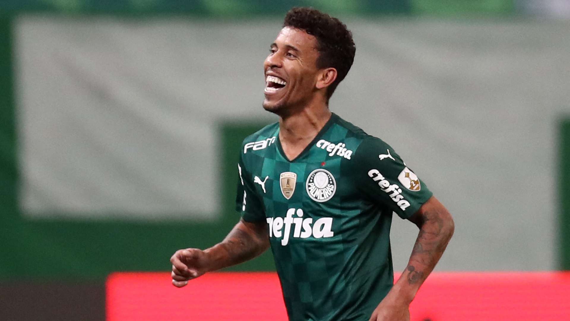Marcos rocha comemora em Palmeiras x U. Católica, oitavas da Libertadores, 21072021