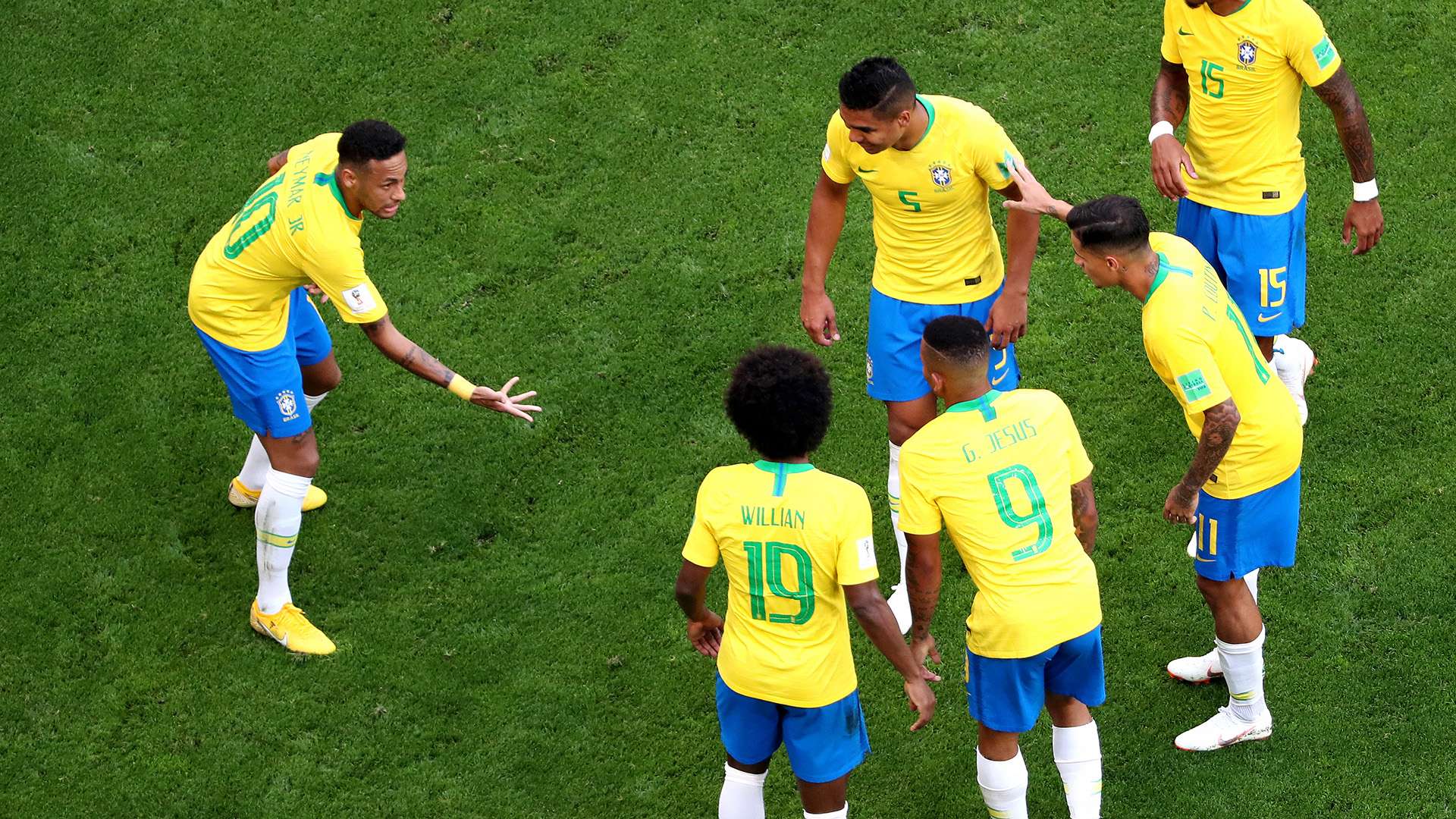 Neymar Brazil flash bang celebration 02072018