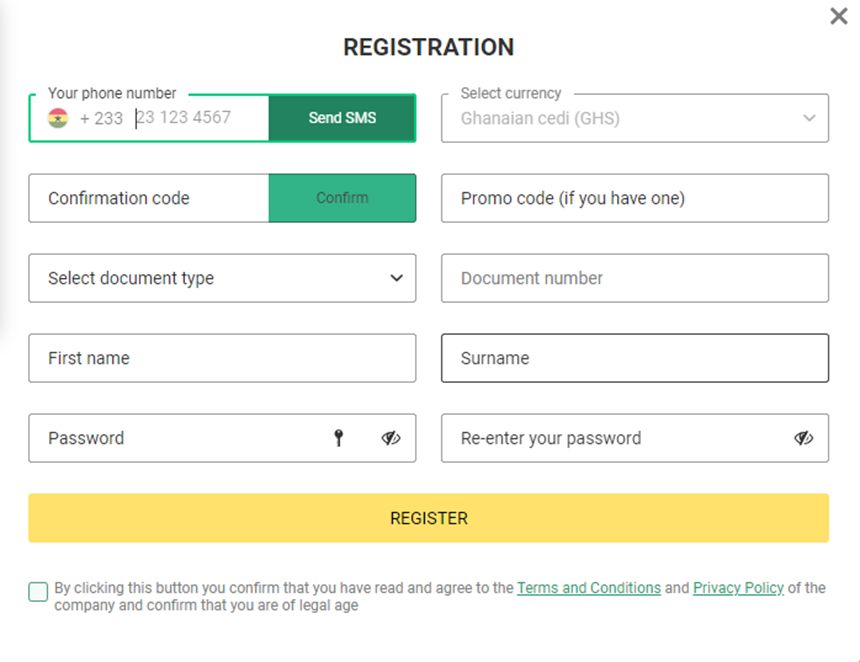 BetWinner Registration