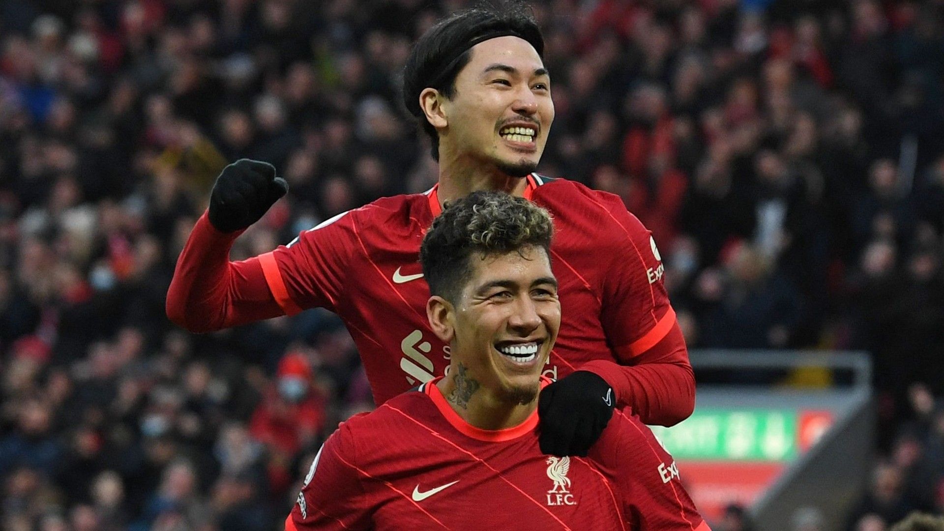 Takumi Minamino Roberto Firmino Liverpool 2021-22