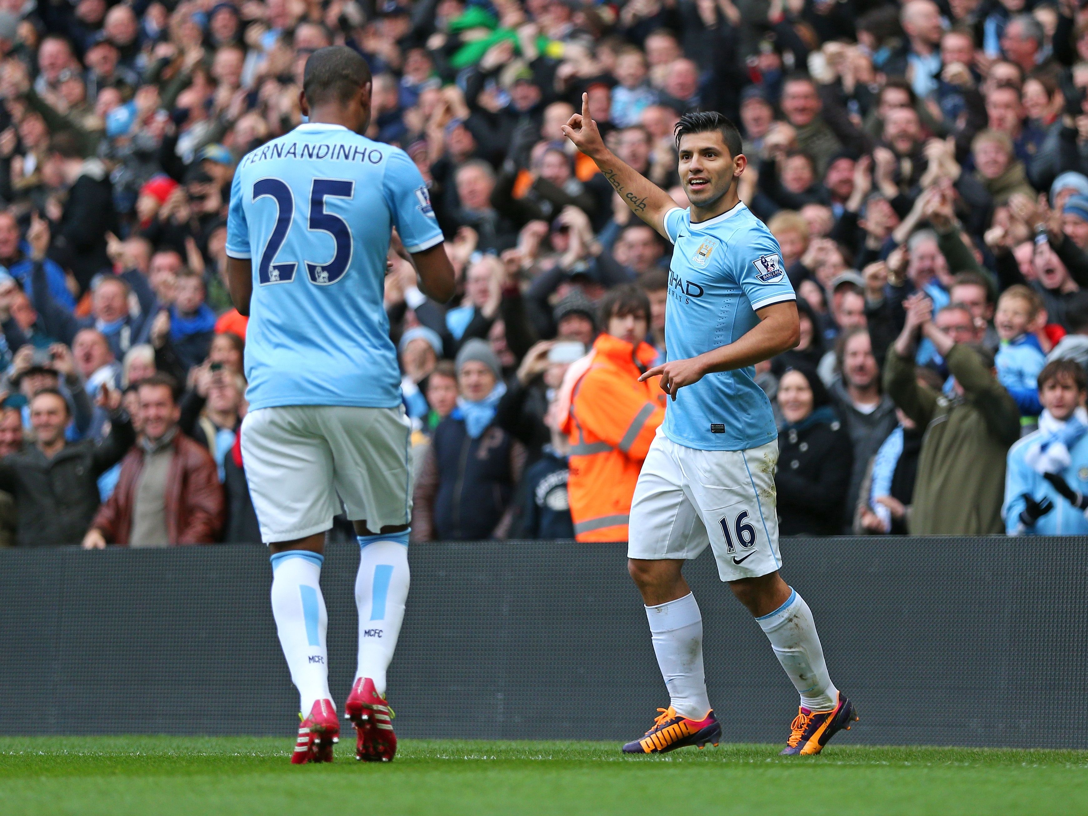 Manchester City striker Sergio Aguero and midfielder Fernandinho