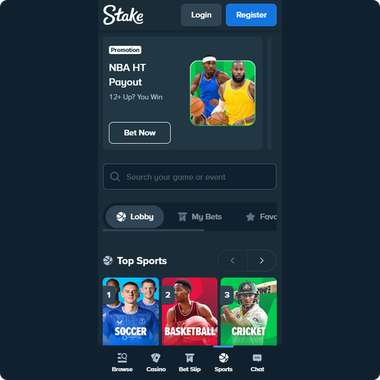 Screenshot of the Stake Progressive Web App