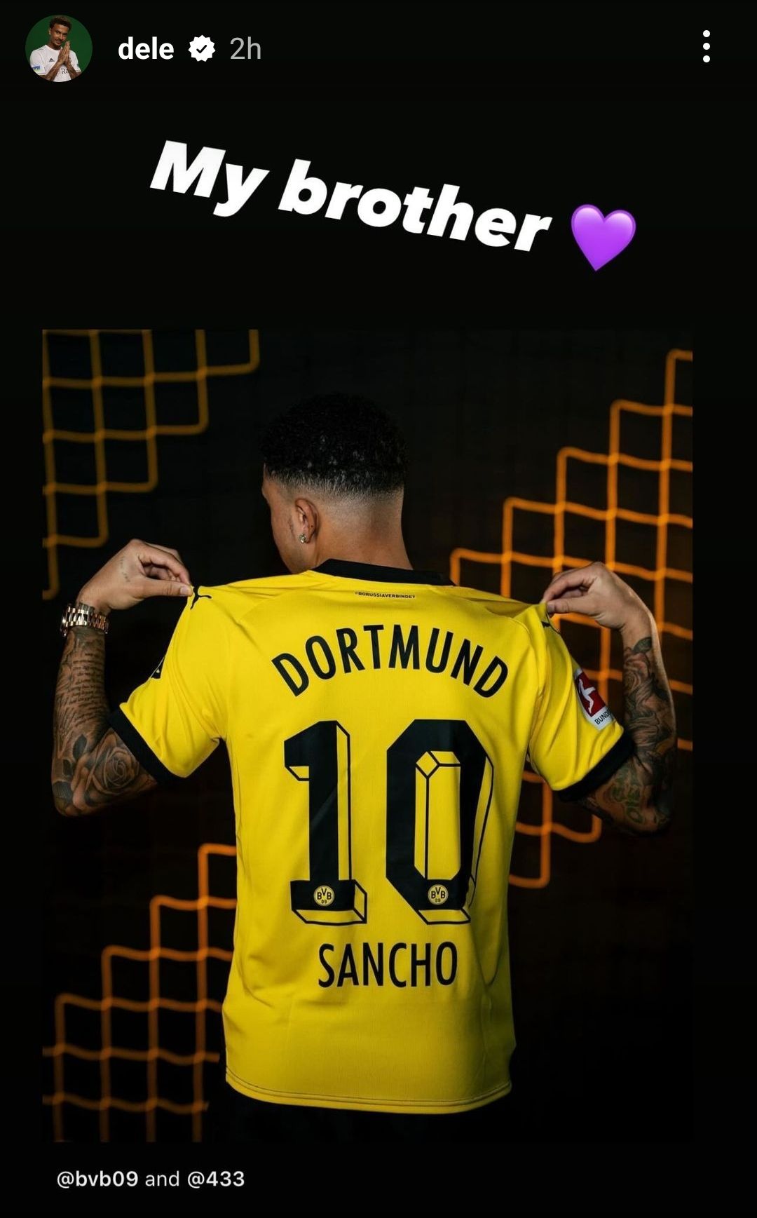 Dele Alli Jadon Sancho Instagram