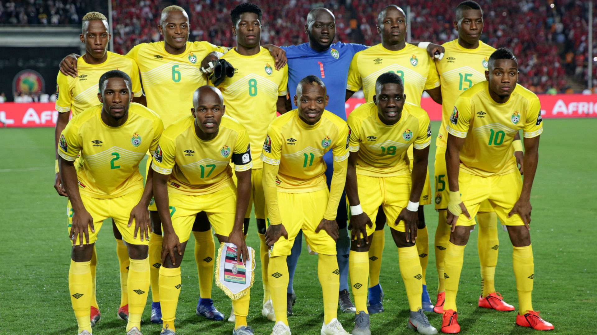 Zimbabwe team during the 2019 Africa Cup of Nations Finals match between Egypt .