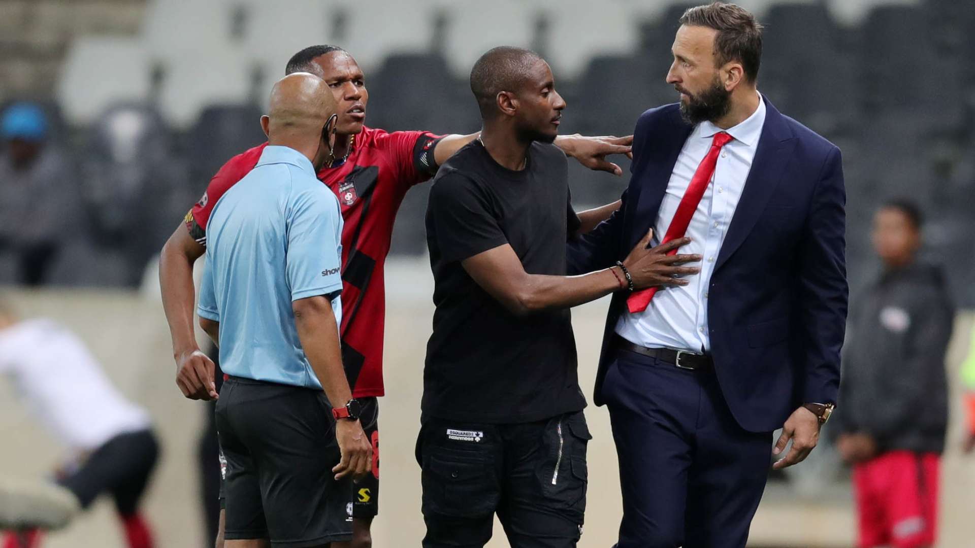 Mlungisi Mbunjana, Rhulani Mokwena, Sead Ramovic, TS Galaxy vs Mamelodi Sundowns, October 2023