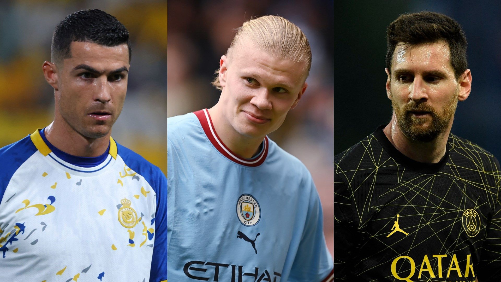 Cristiano Ronaldo Erling Haaland Lionel Messi split