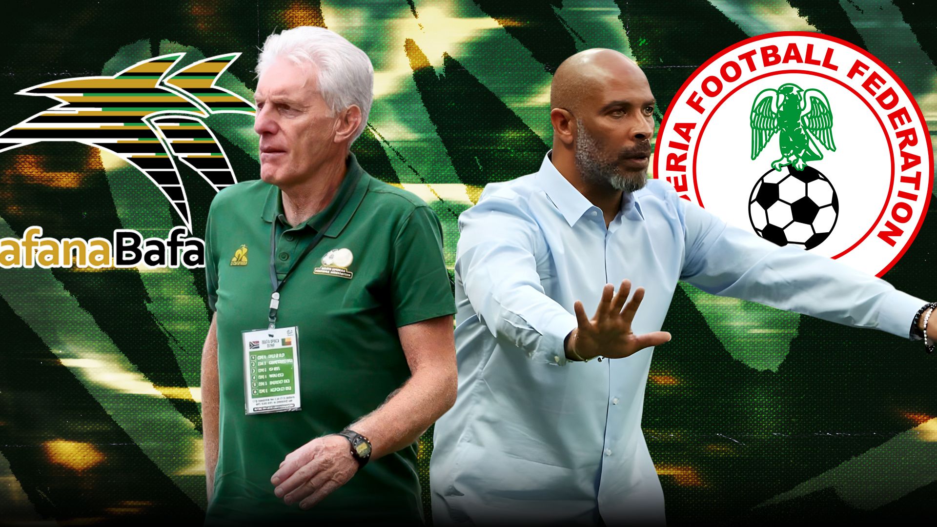 Hugo Broos of South Africa and Eric Chelle of Nigeria 16-9