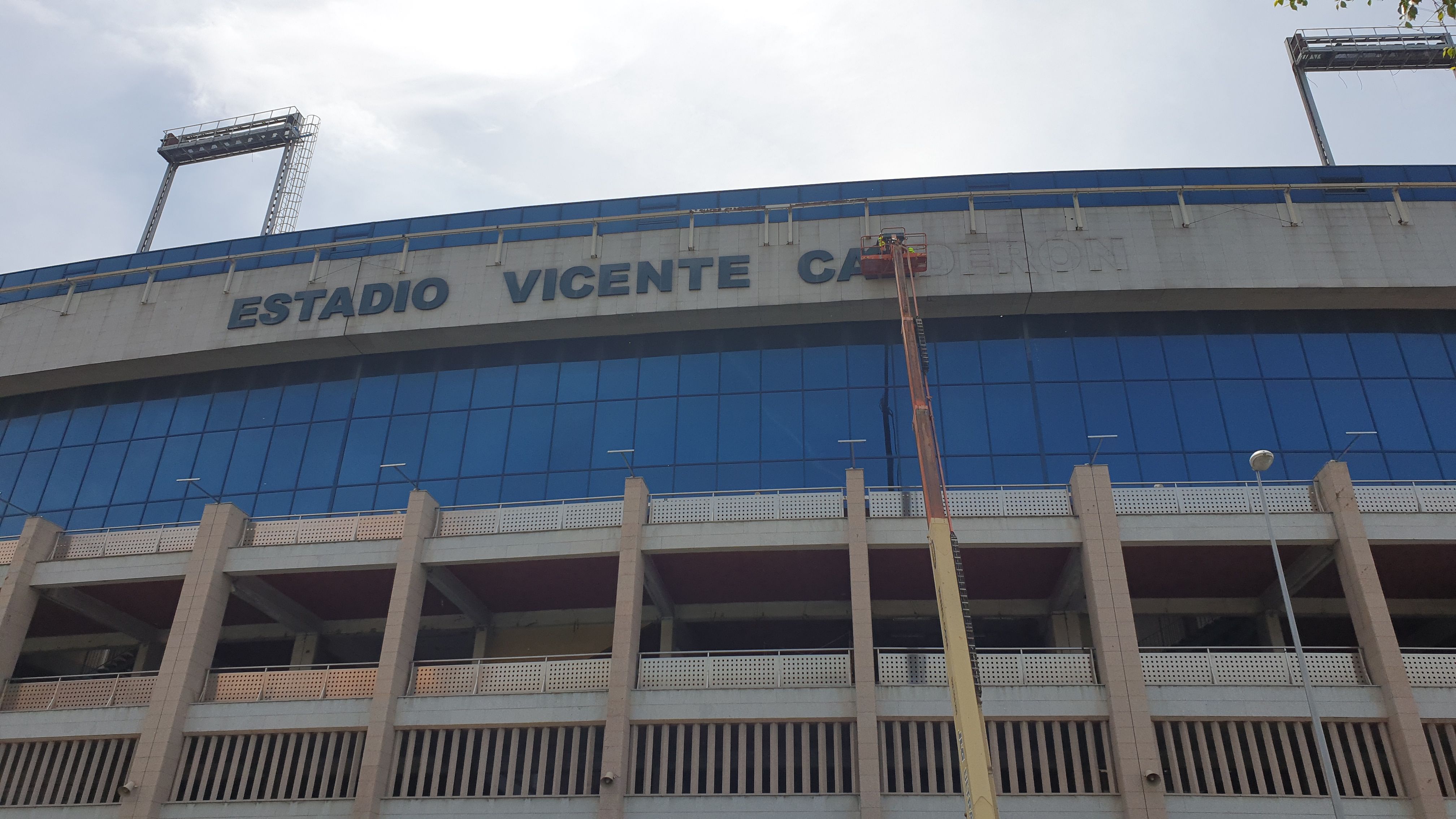 The former Atletico stadium called Vicente Calderon missing its name