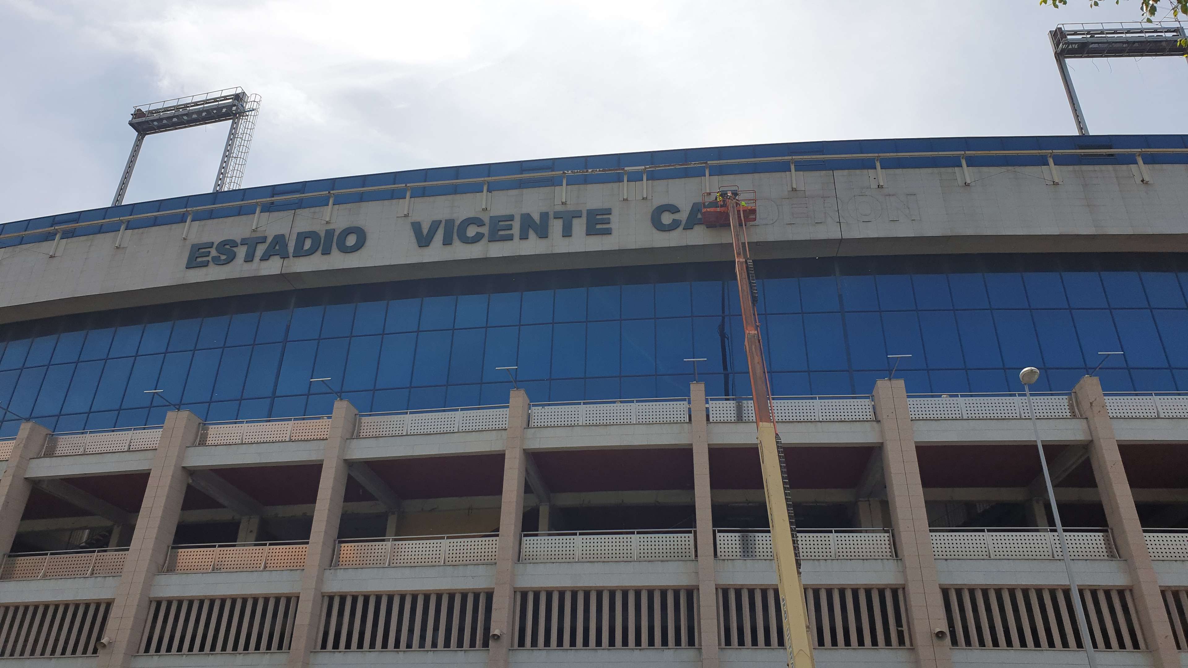 The former Atletico stadium called Vicente Calderon missing its name