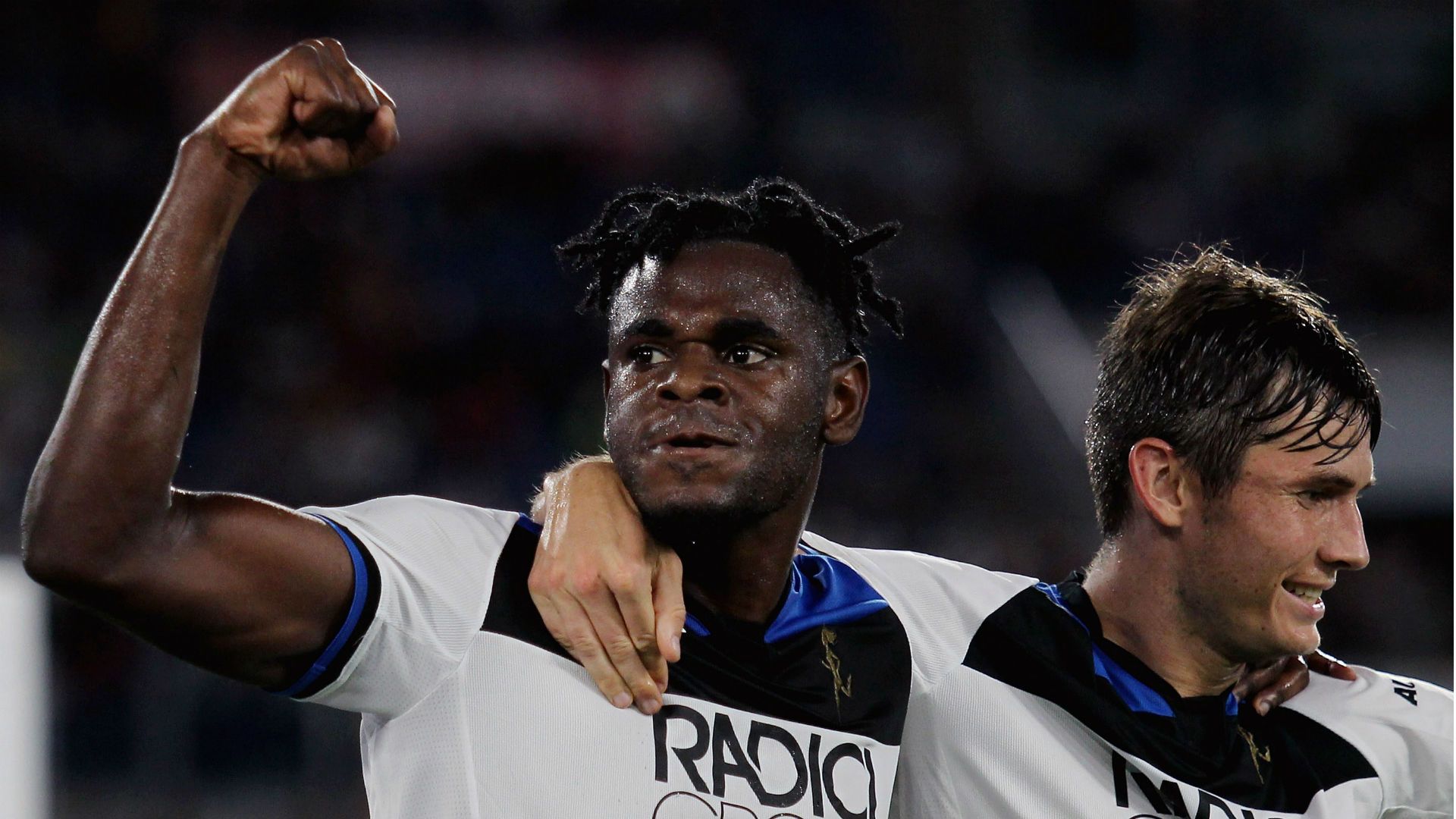 Zapata celebrating Roma Atalanta