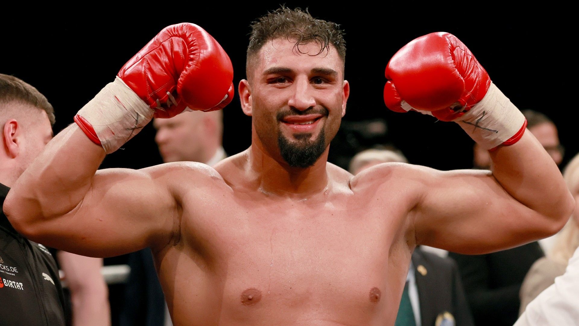Agit Kabayel of Germany celebrates victory
