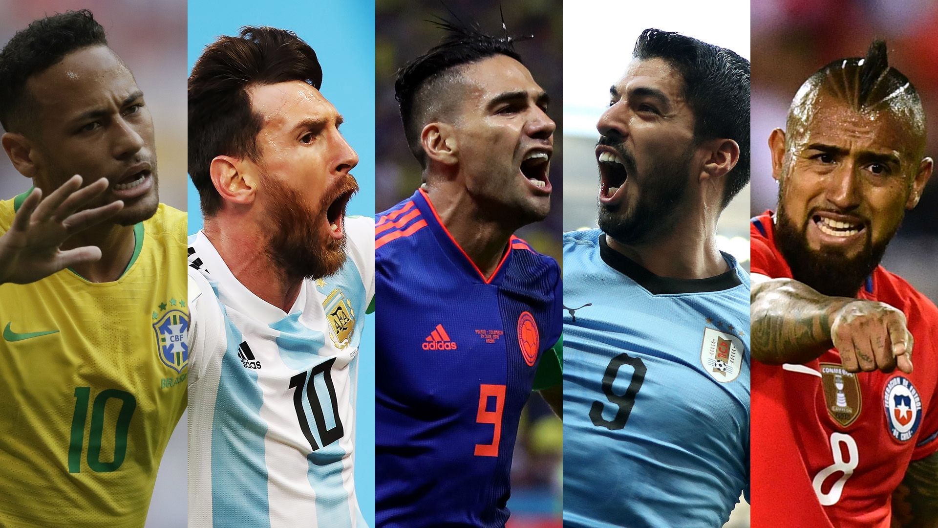 Neymar Messi Falcao Suarez Vidal Brasil Argentina Colombia Uruguay Chile Copa America 2019