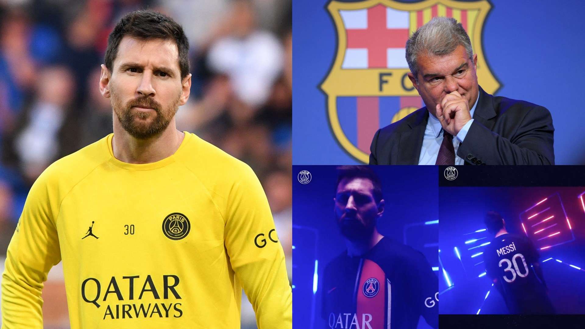 Lionel Messi PSG kit promo video Joan Laporta split