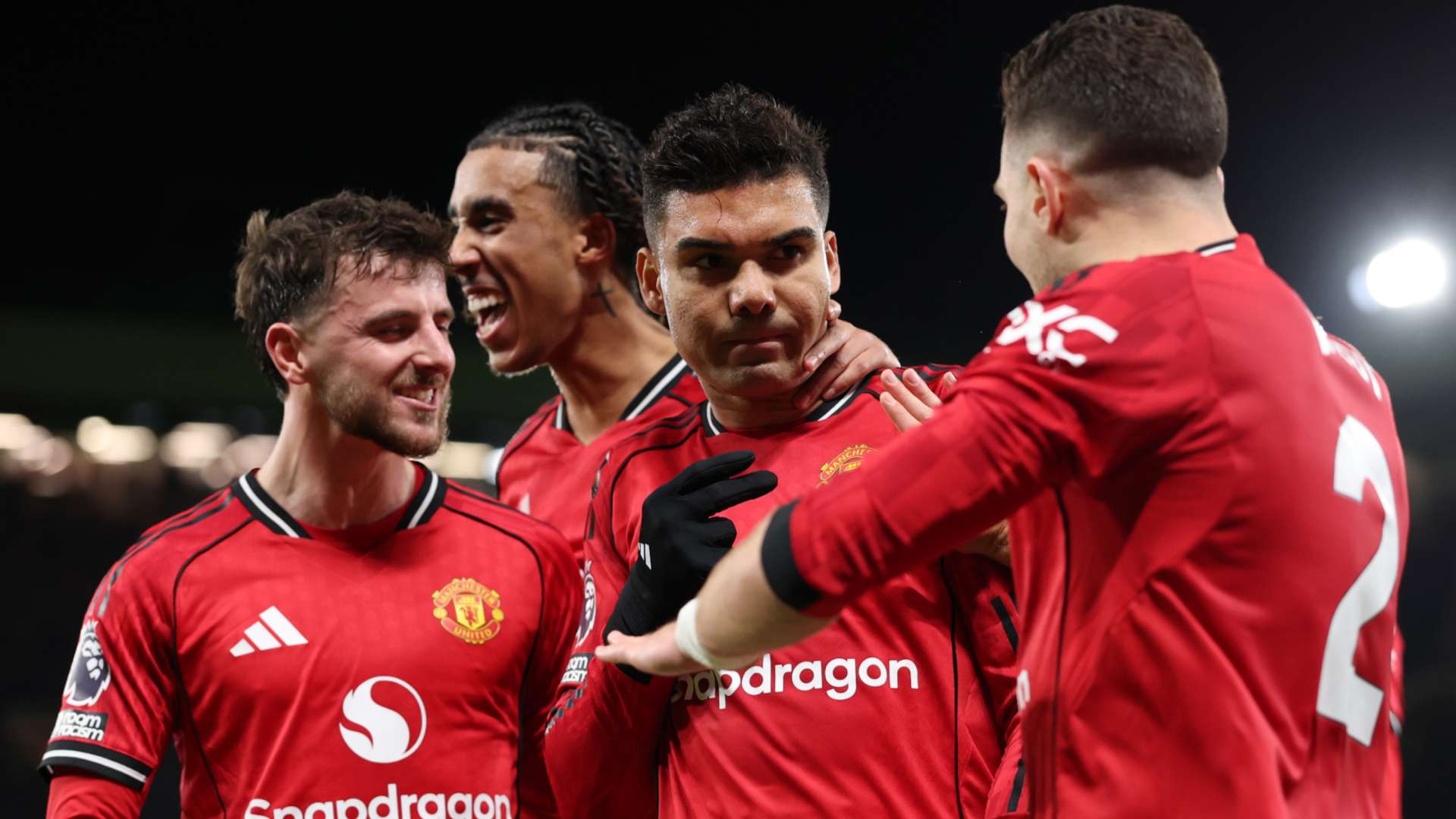 Manchester United goal Casemiro Diogo Dalot Mason Mount 2025-26