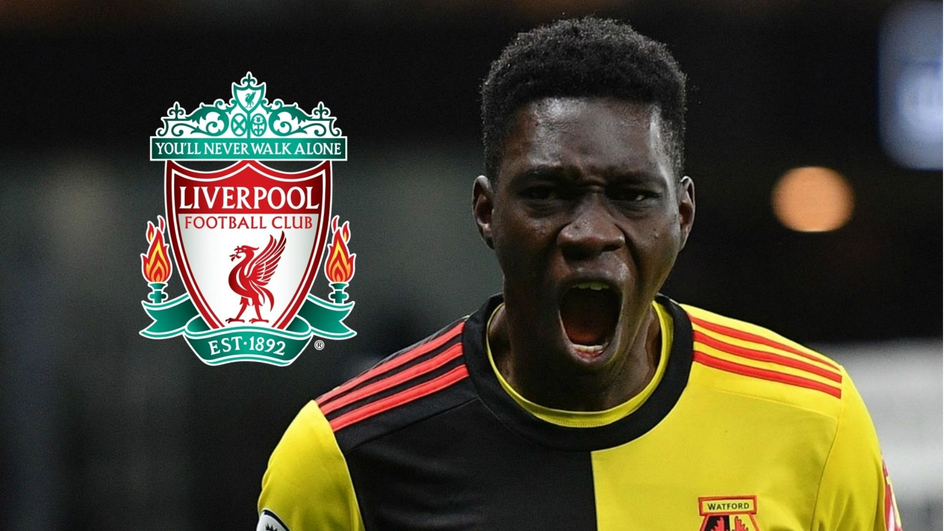 Ismaila Sarr - Watford, Liverpool crest