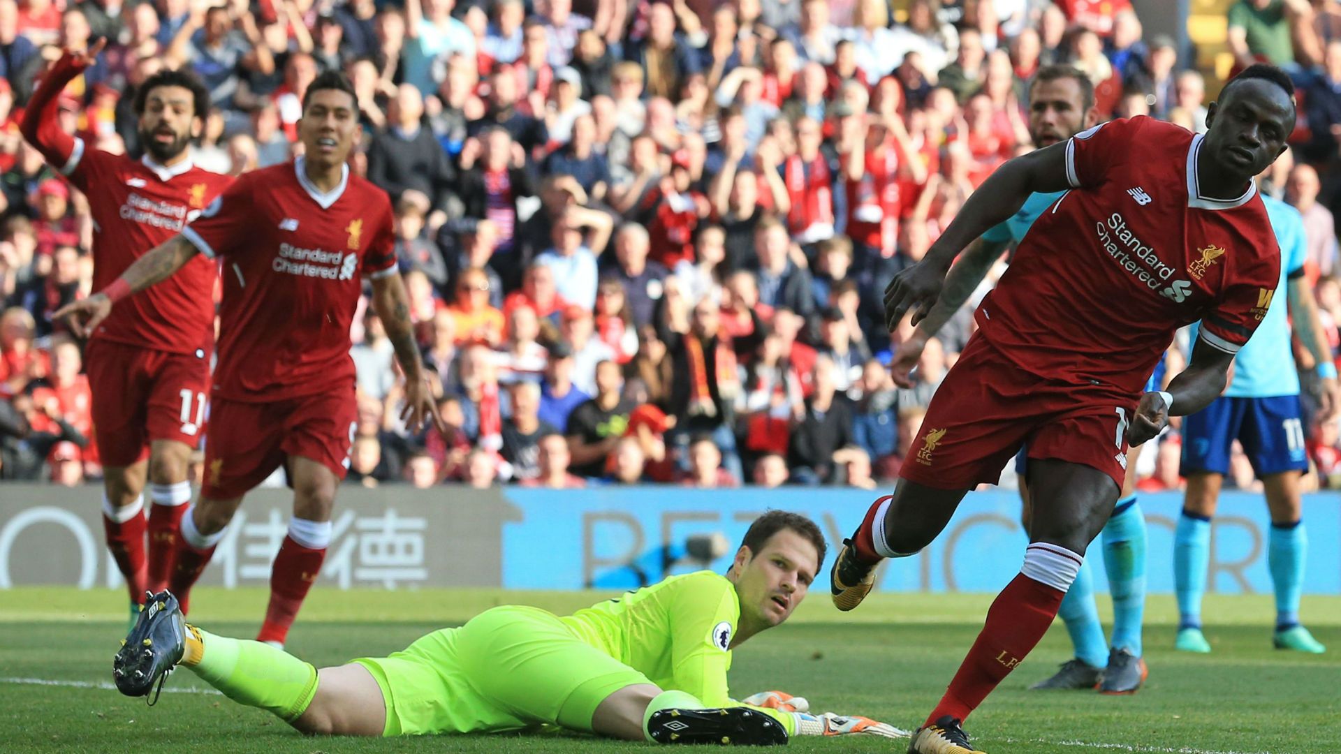 Salah, Mané Firmino Liverpool Bournemouth 14 04 2018