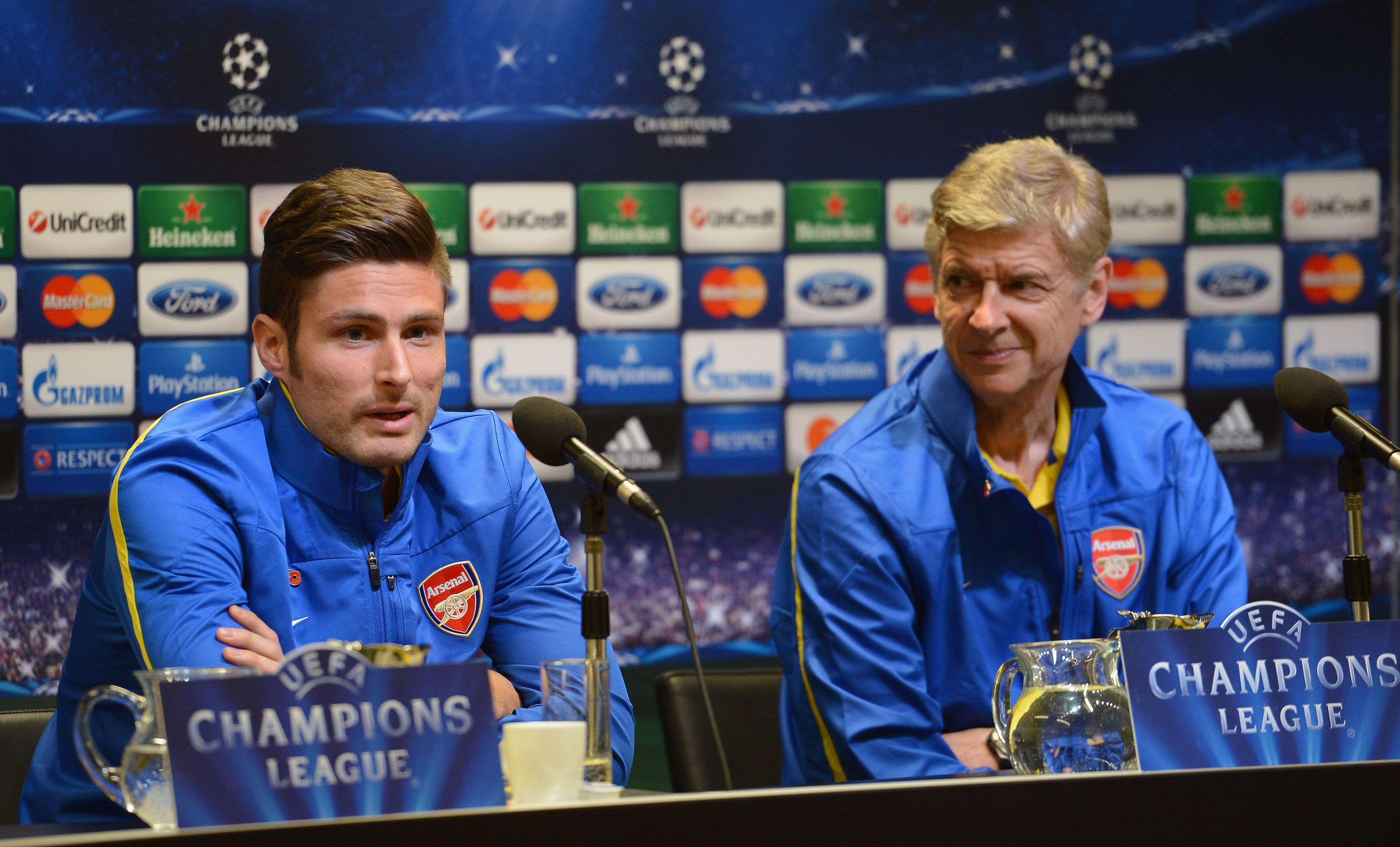 Olivier Giroud and Arsene Wenger