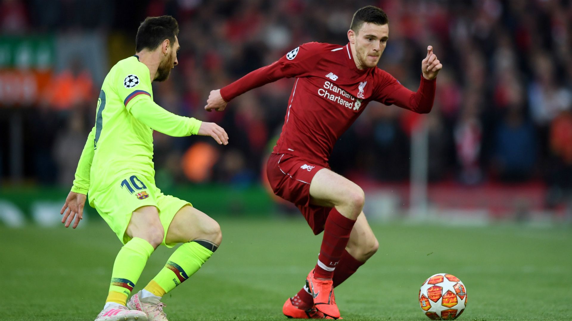 LIONEL MESSI BARCELONA ANDREW ROBERTSON LIVERPOOL CHAMPIONS LEAGUE 07052019