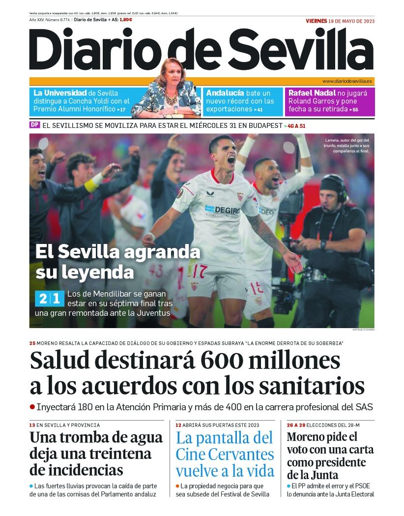 Portada del diario Diario de Sevilla 19 de mayo de 2023