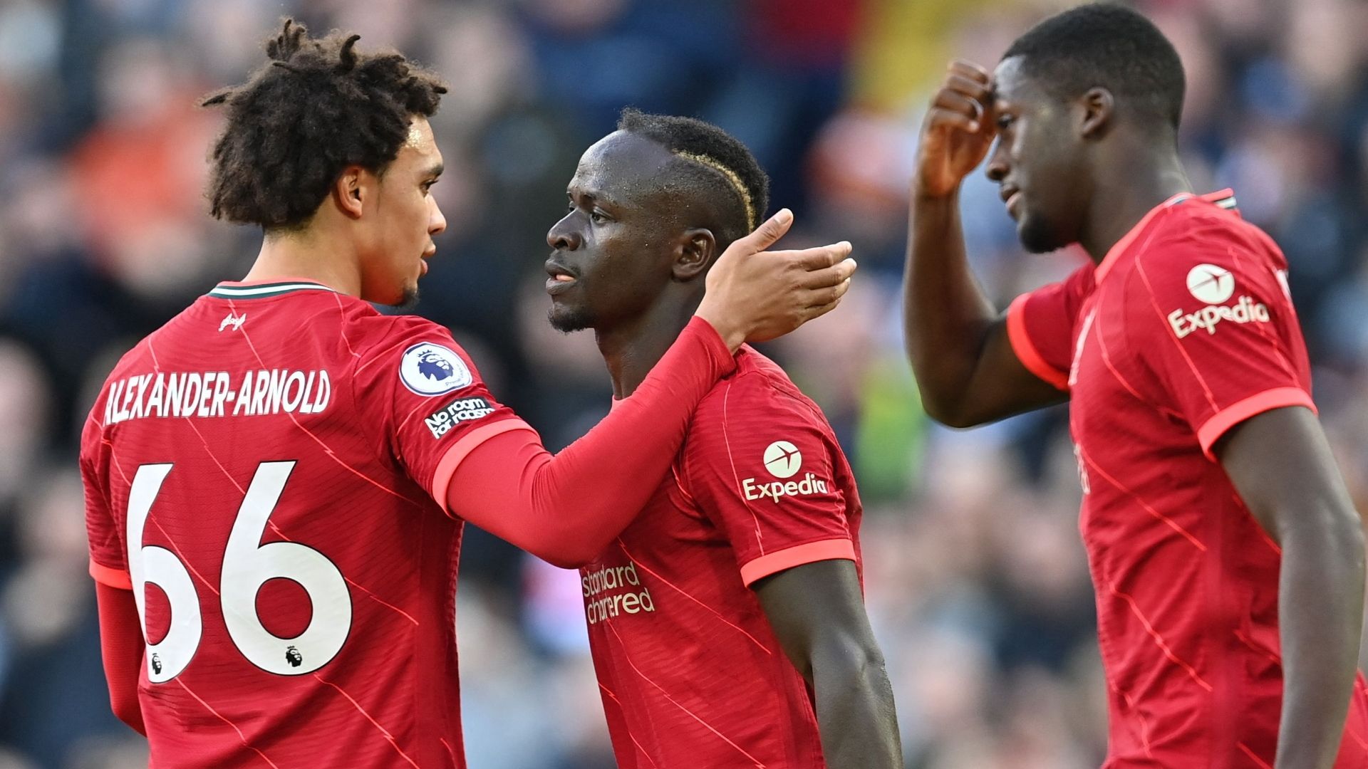 Trent Alexander-Arnold, Sadio Mane, Ibrahima Konate, Liverpool 2021-22