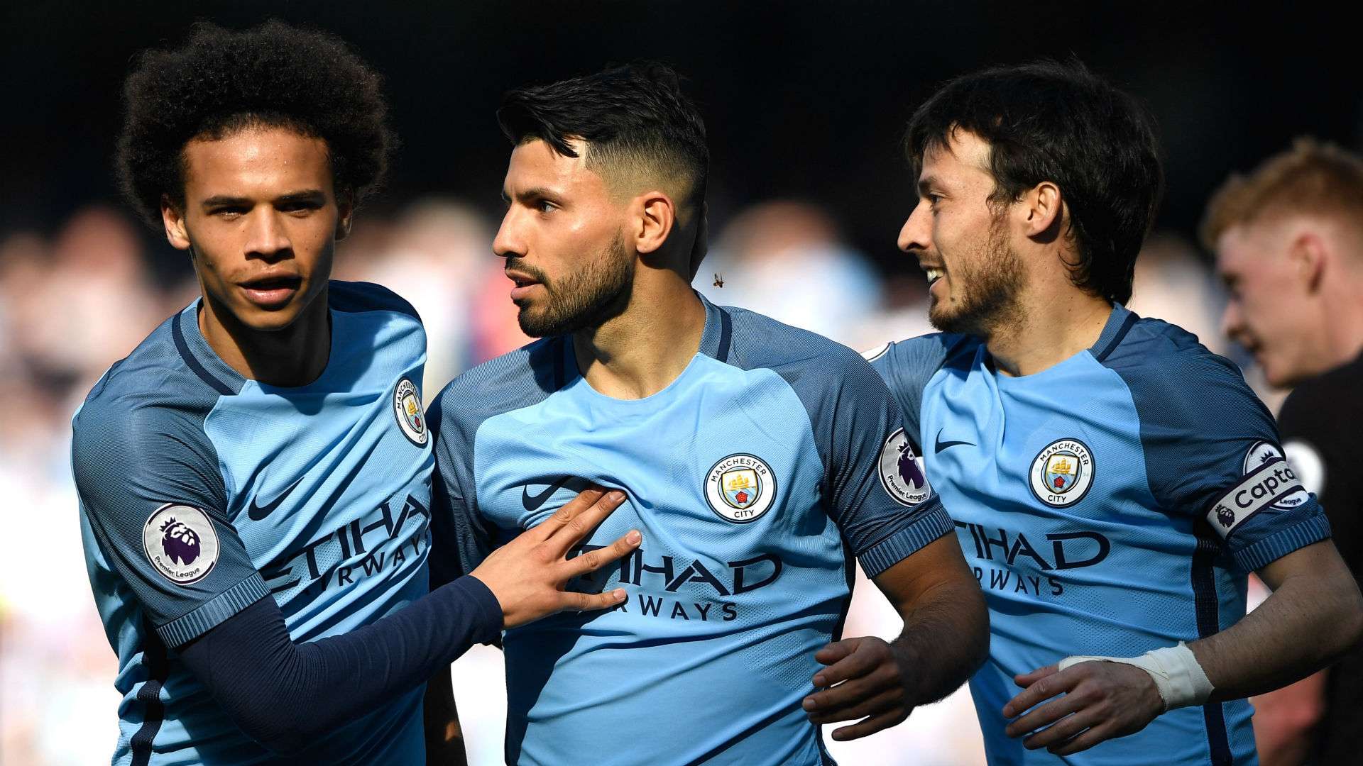 Leroy Sane Sergio Aguero David Silva Manchester City