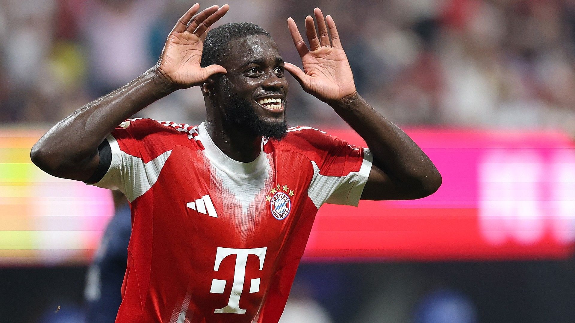 Dayot Upamecano #2 of FC Bayern München reacts