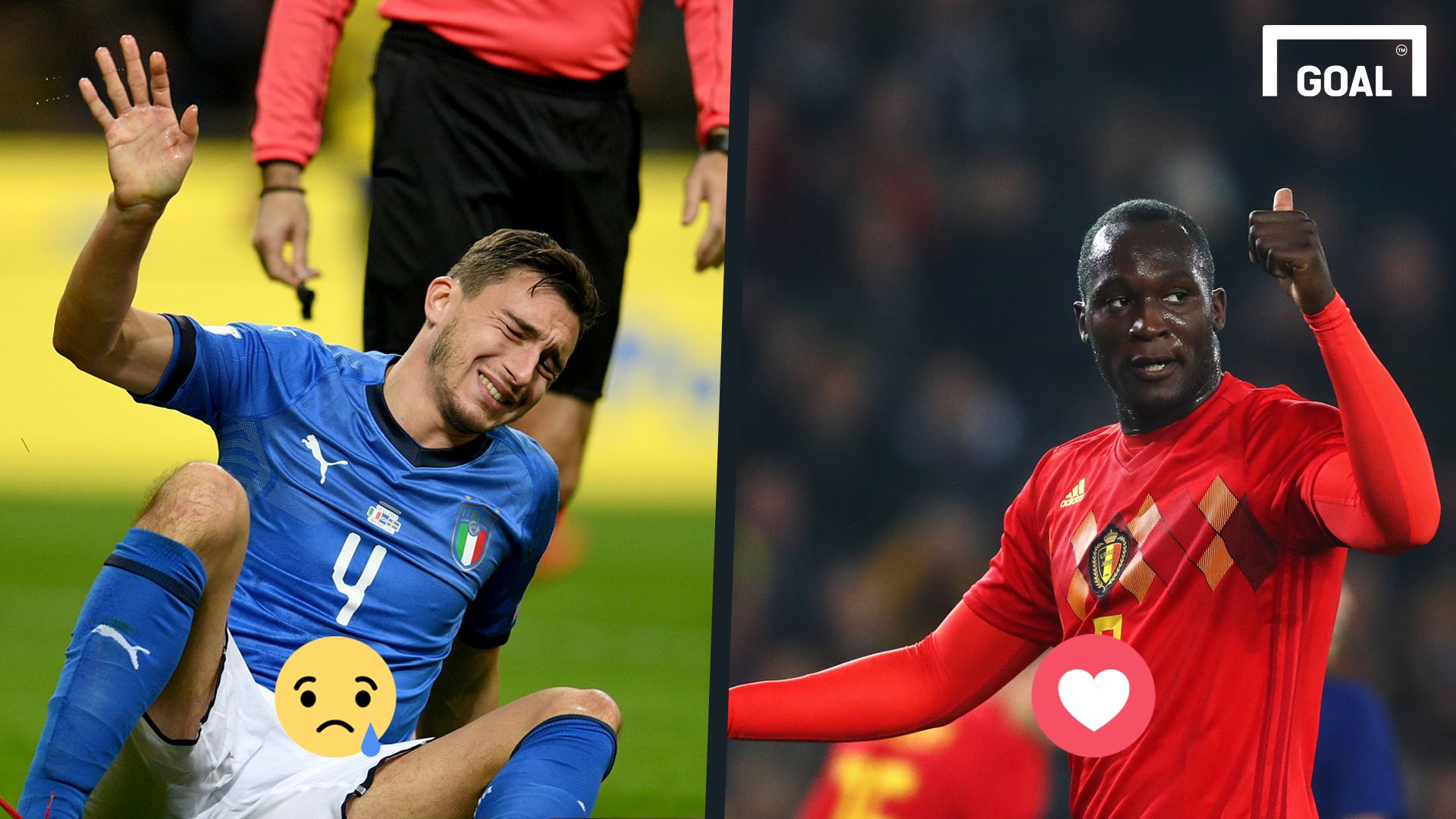 Matteo Darmian Italy Romelu Lukaku Belgium