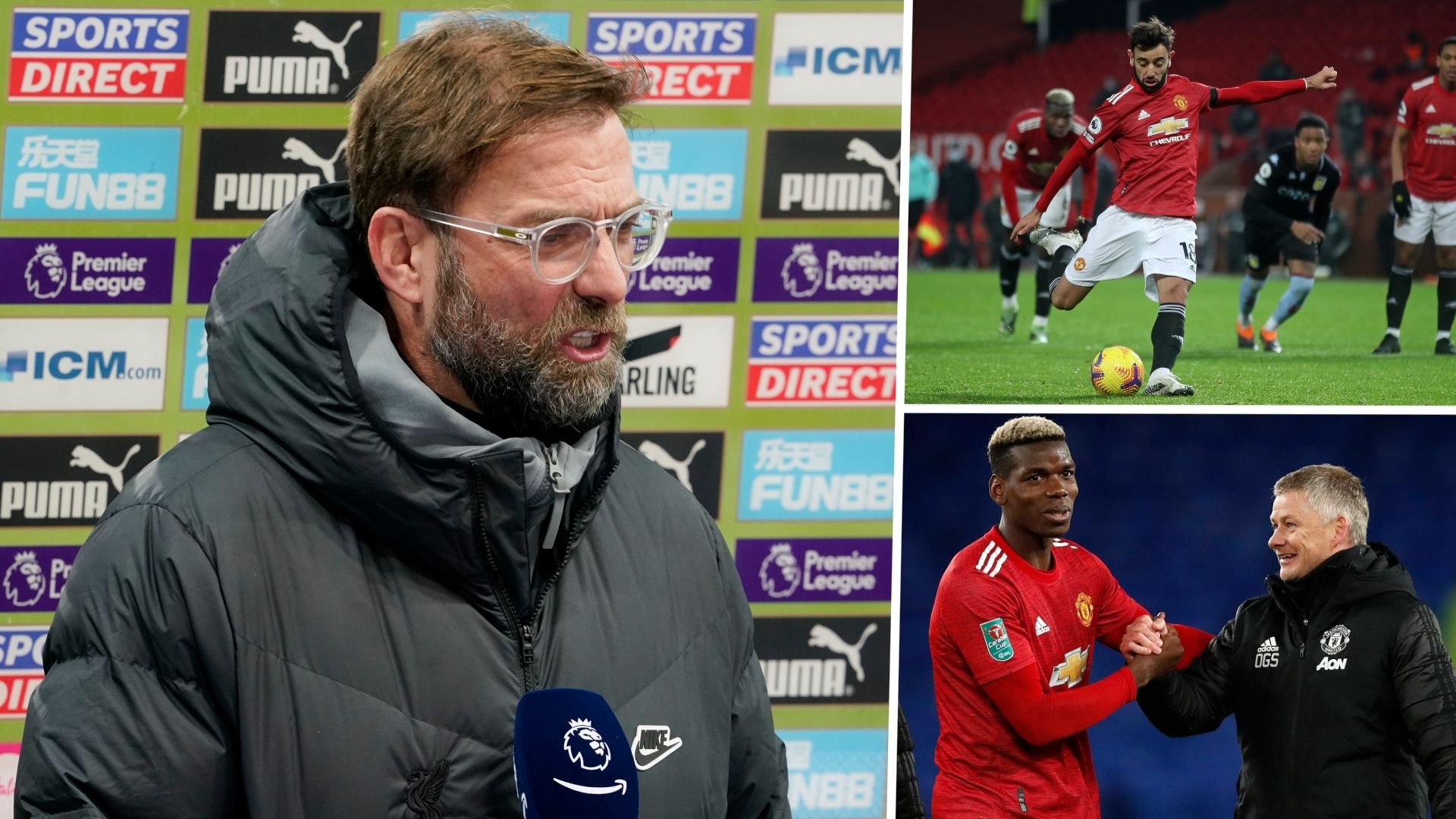 Jurgen Klopp Bruno Fernandes Ole Solskjaer Paul Pogba Liverpool Man Utd GFX