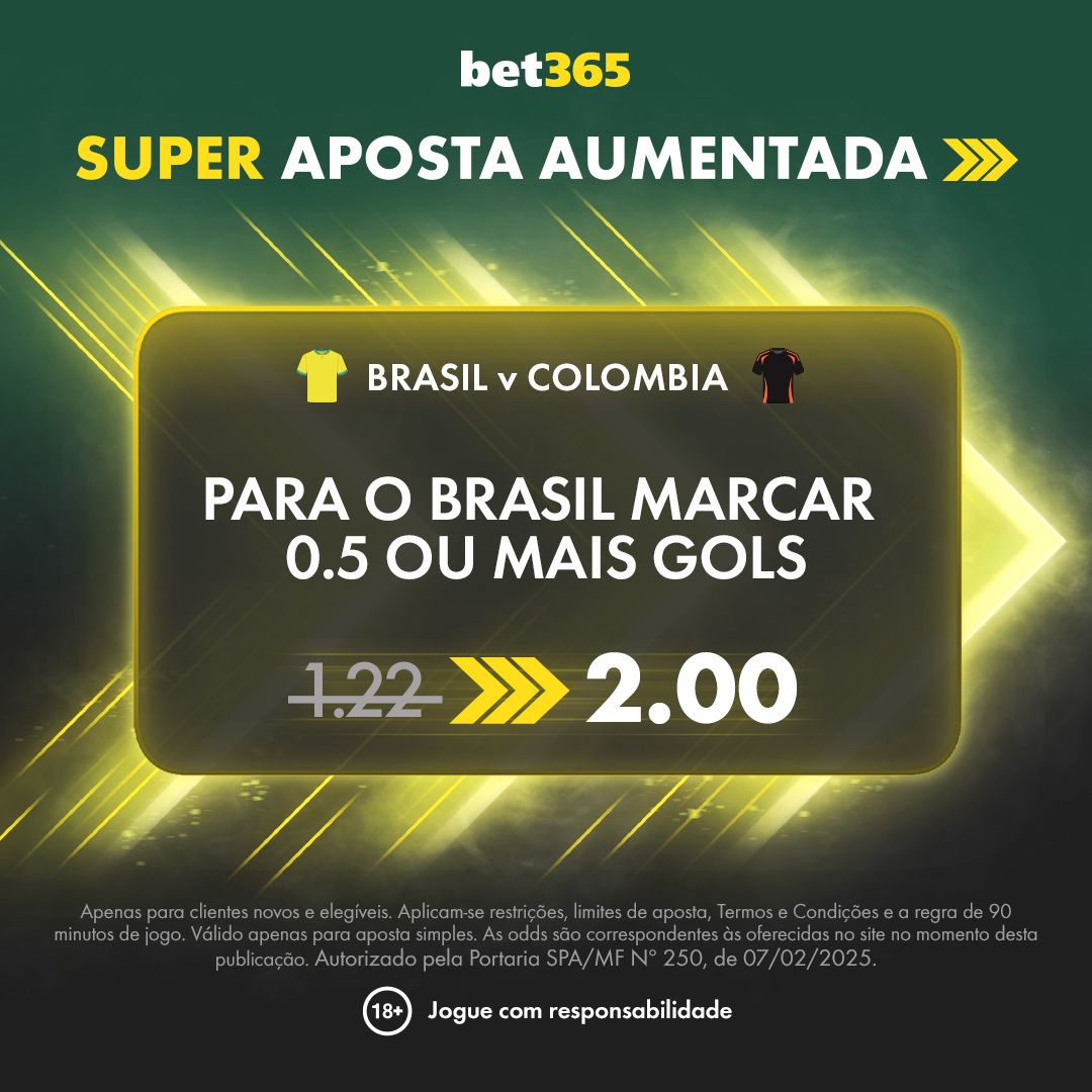 Brasil x Colombia - Super Aposta Aumentada bet365
