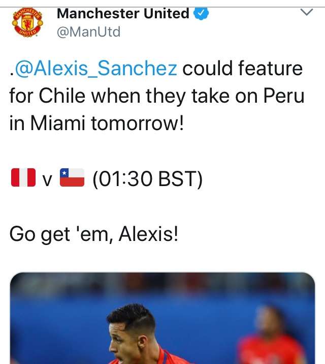 Manchester United twitter Alexis Sánchez