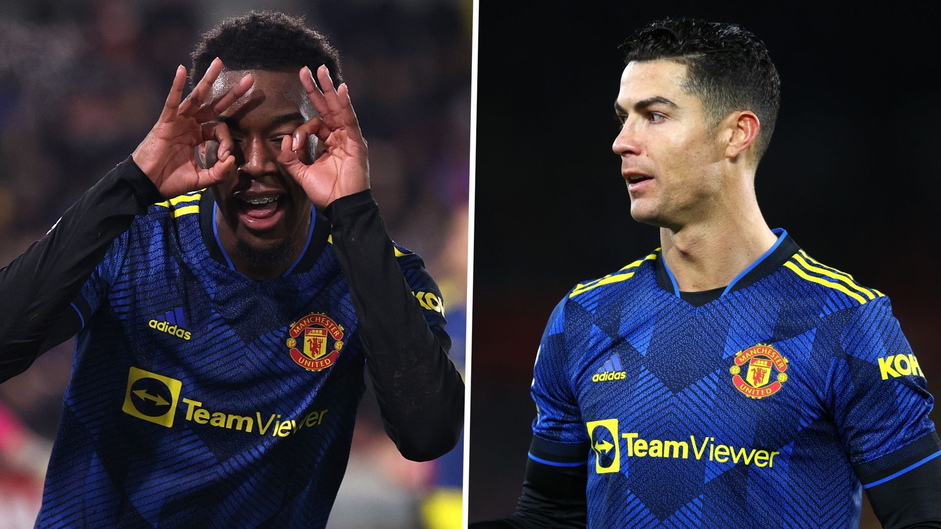 Anthony Elanga Cristiano Ronaldo Manchester United Brentford Premier League 2021-22 GFX