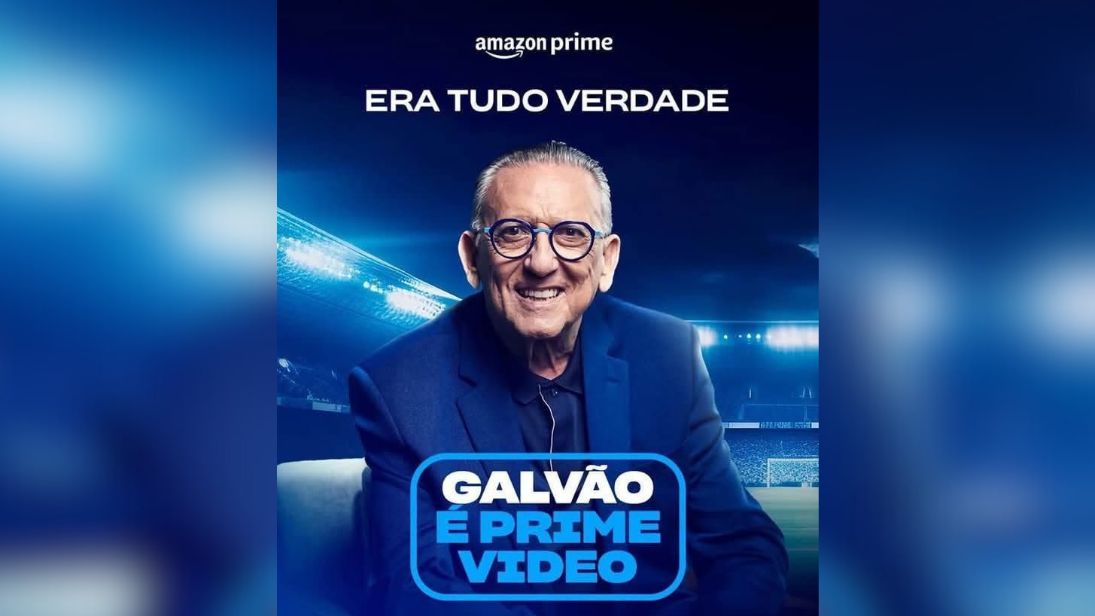 Galvão Bueno, na arte promocional do Amazon Prime Video, 2025