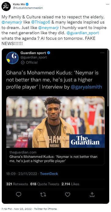 Mohammed Kudus fake news