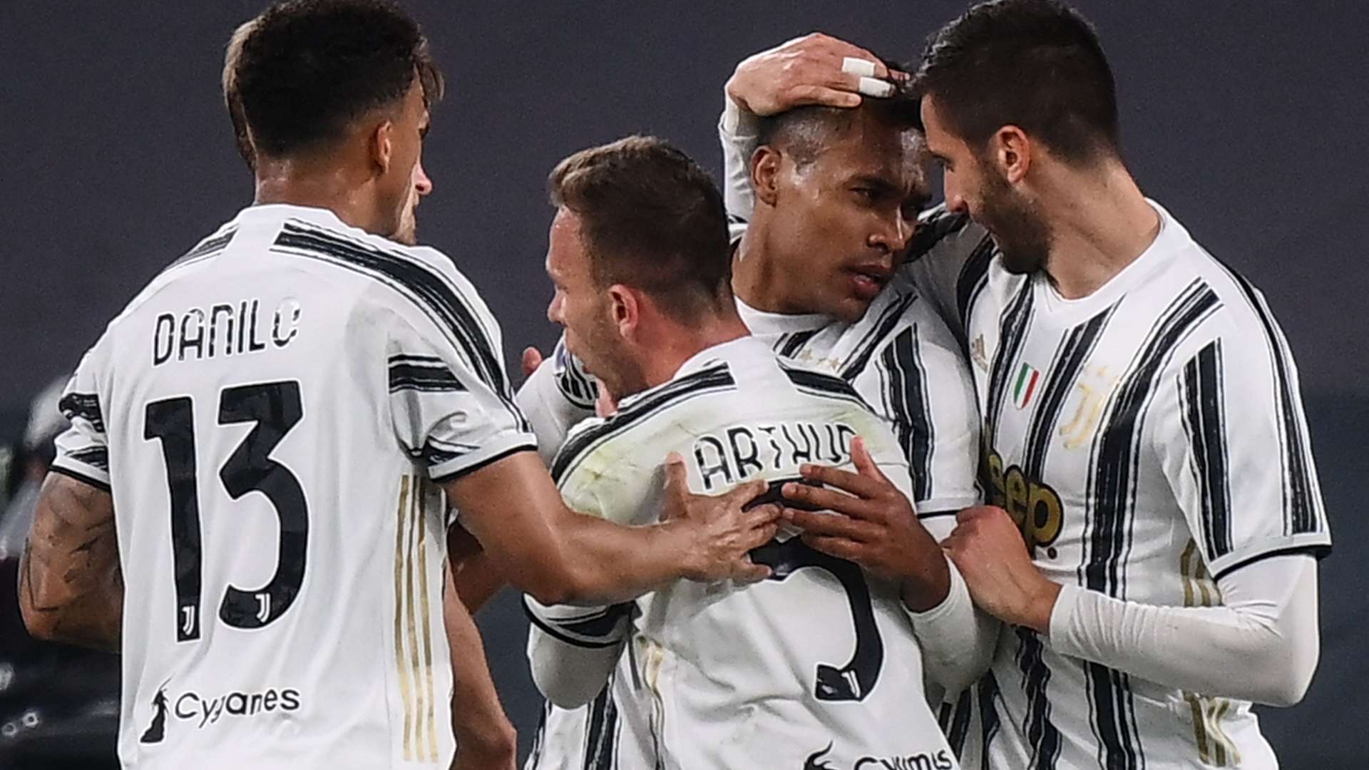 Juventus celebrating Parma Serie A