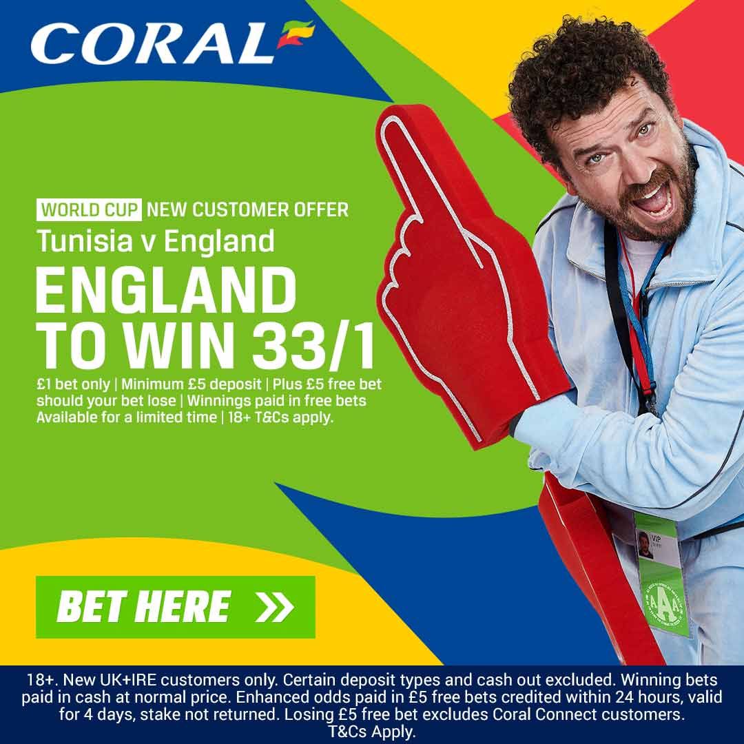 England to beat Tunisia Coral offer