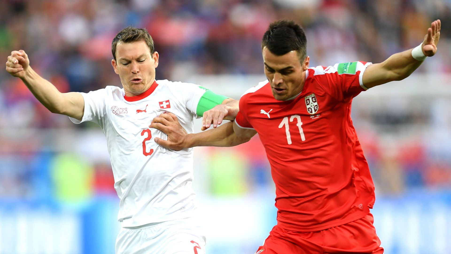Stephan Lichtsteiner Switzerland Filip Kostic Serbia World Cup