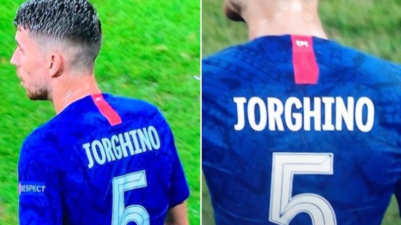 UEFA Super Cup Chelsea Jorginho shirt wrong name
