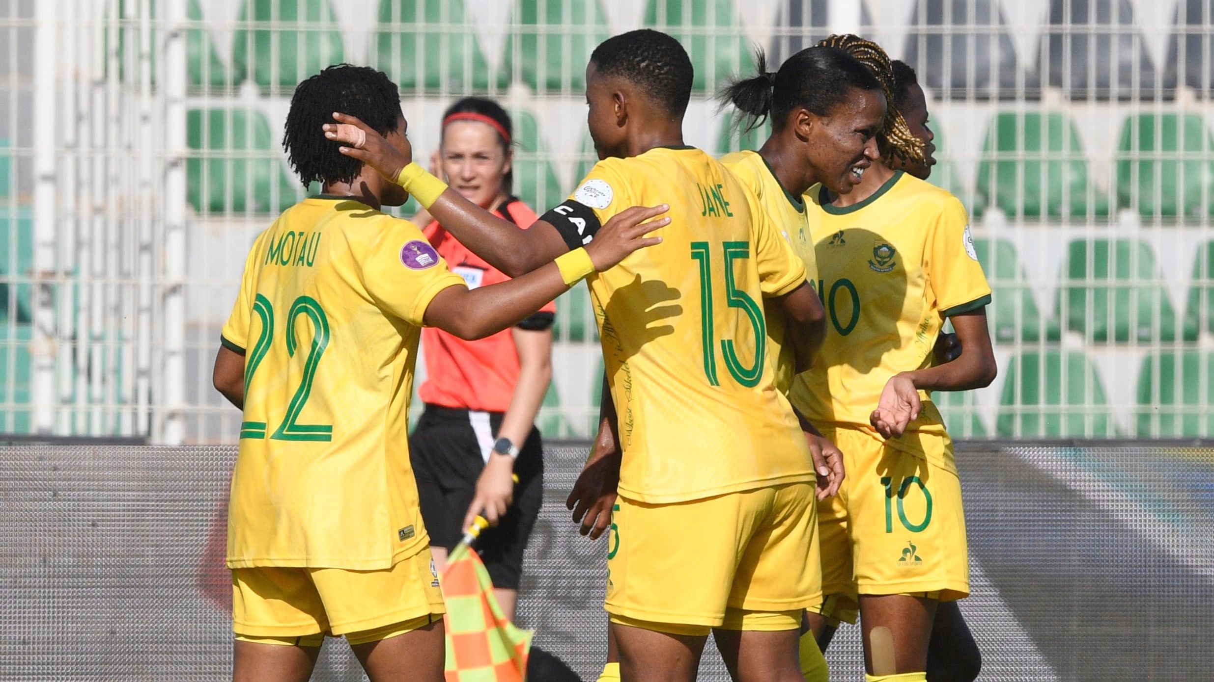 Jermaine Seoposenwe of Banyana Banyana celebrates goal