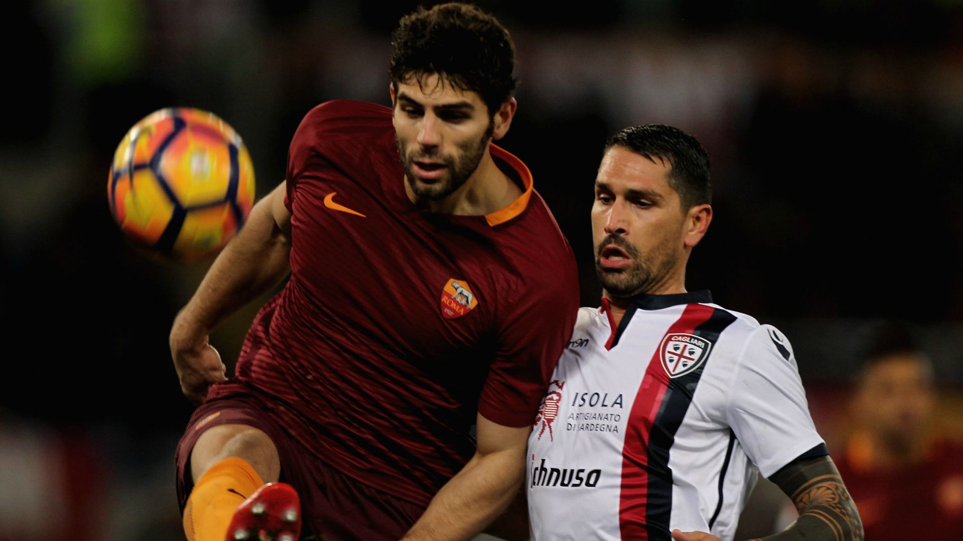 Federico Fazio Marco Borriello Roma Cagliari Serie A 22012017