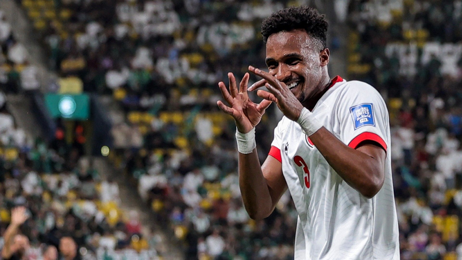 Jordan's defender #03 Abdallah Nasib celebrates