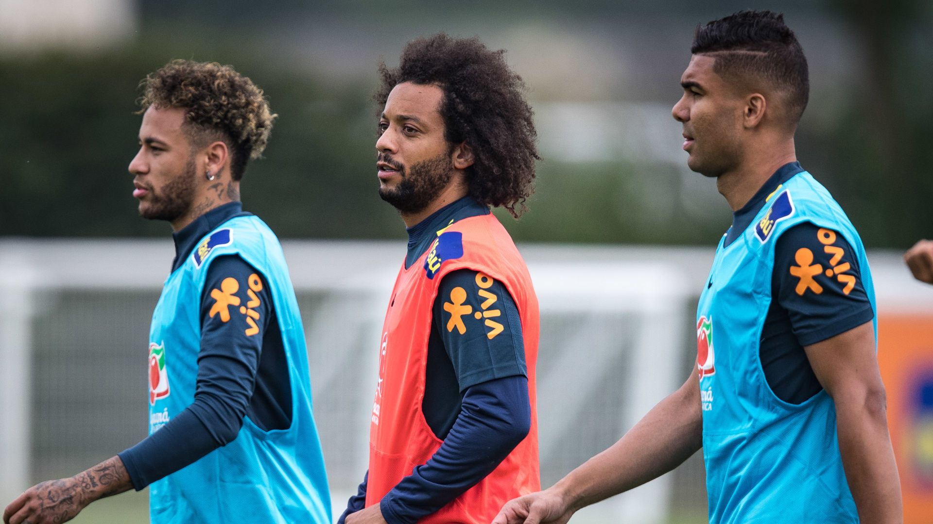 Marcelo Neymar Casemiro Brasil treino 30052018