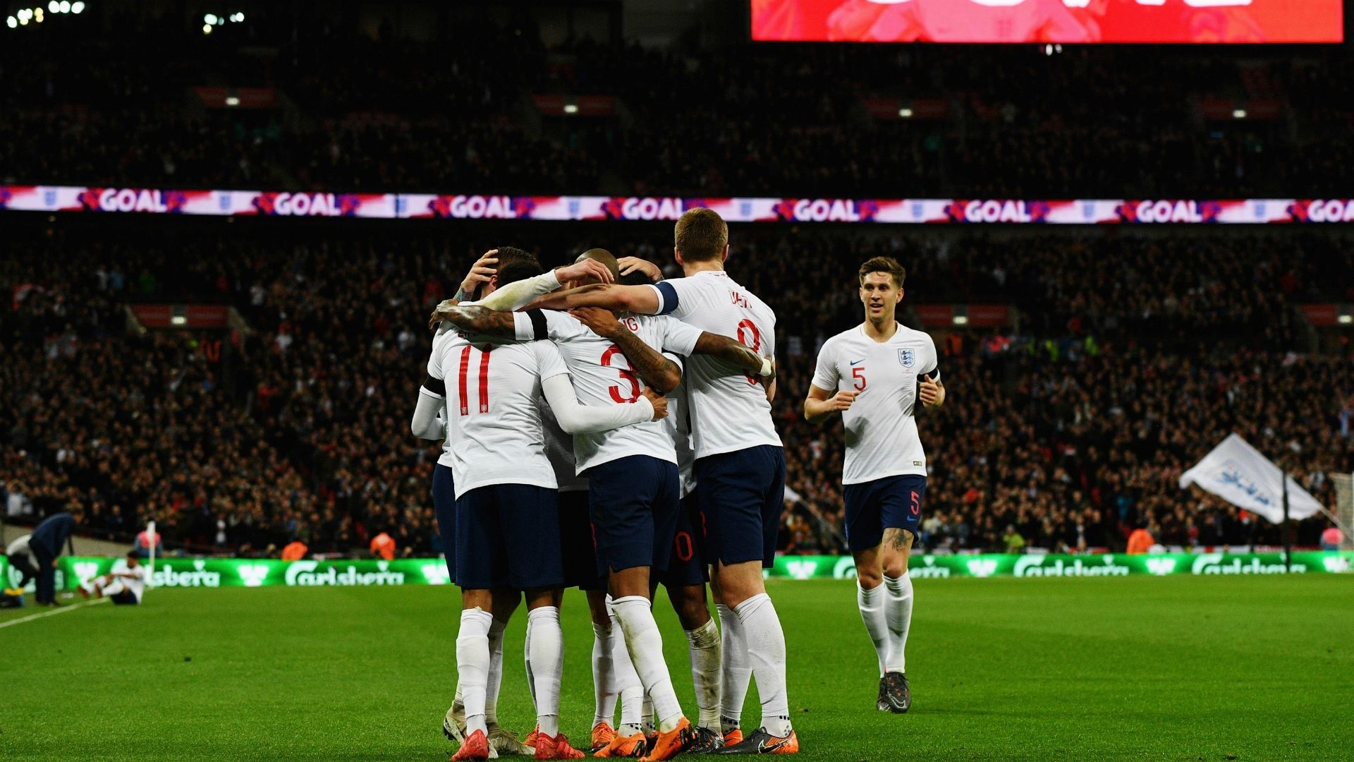 England celebrating England Italy friendly match