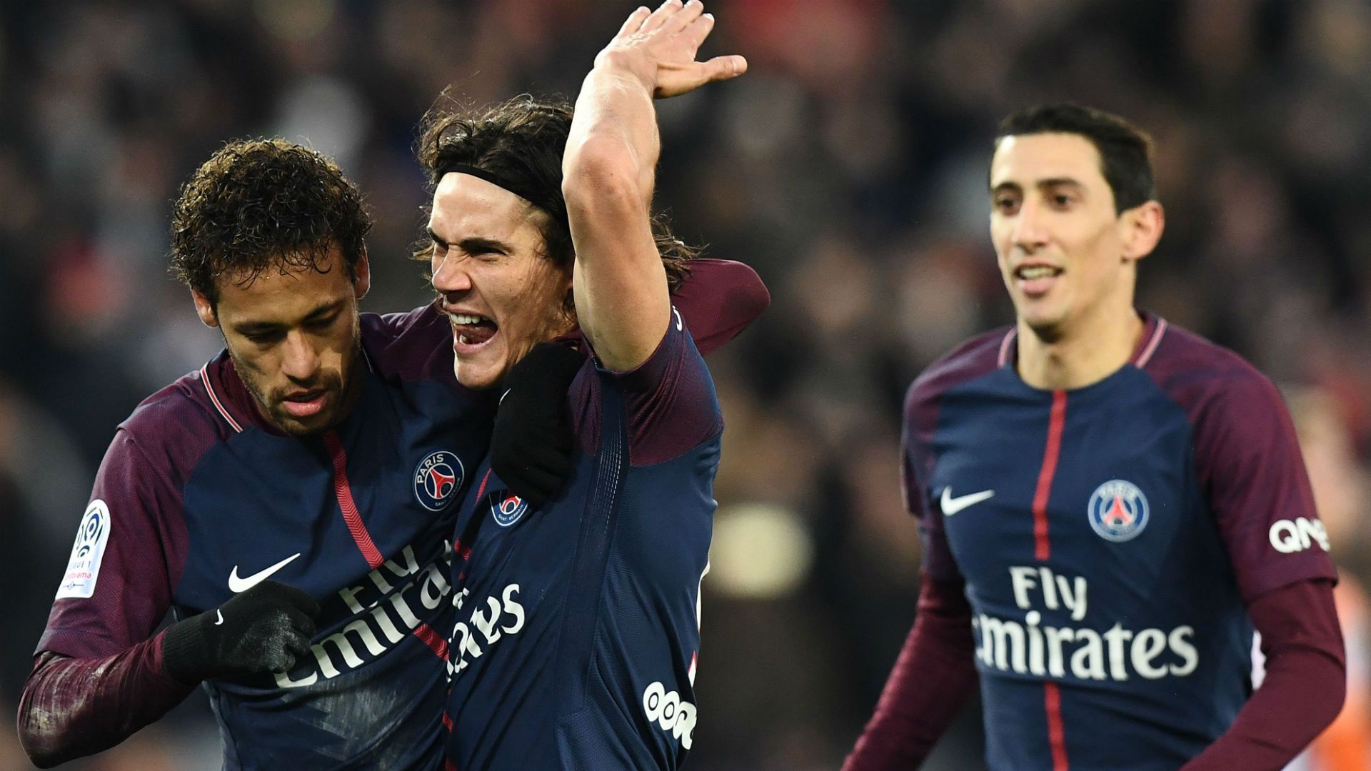 Edinson Cavani Neymar Angel Di Maria PSG Montpellier Ligue 1 27012018